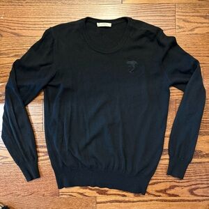 Versace Black Crewneck Sweater with Subtle Logo